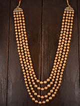 Women's Gold Tone Traditional Multilayer Long Beaded Mala Necklace-ZPFK8696
