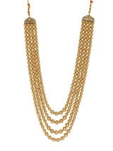 Women's Gold Tone Traditional Multilayer Long Beaded Mala Necklace-ZPFK8696