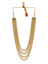 Women's Gold Tone Traditional Multilayer Long Beaded Mala Necklace-ZPFK8696
