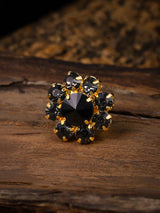 Women's Black Dazzling Stones Embellished Contemporary Adjustable Ring-ZPFK8705