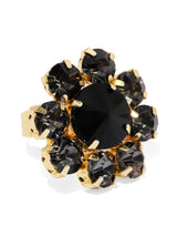 Women's Black Dazzling Stones Embellished Contemporary Adjustable Ring-ZPFK8705