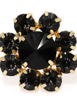 Women's Black Dazzling Stones Embellished Contemporary Adjustable Ring-ZPFK8705