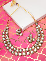 Women's Antique Gold Tone Traditional Kundan Choker Necklace & Earring Set