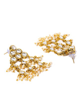 Women's Multi Layered Long Kundan & Dangling Pearls Ethnic Necklace & Earring Set-ZPFK8725