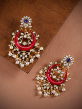 Women's Pink Beautifully Enamelled Kundan and Pearls Dangler Earring-ZPFK8797