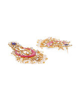 Women's Pink Beautifully Enamelled Kundan and Pearls Dangler Earring-ZPFK8797