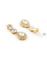 Women's Gold Tone Ethnic Choker Stones Studded Necklace and Earring Set