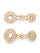 Women's Gold Tone Kundan Traditional Dual Finger Rings - Pack of 2