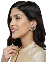 Women's Antique Gold Tone Cluster Pearls Embellished Statement Studs Earring-ZPFK8958
