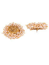 Women's Antique Gold Tone Cluster Pearls Embellished Statement Studs Earring-ZPFK8958