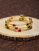 Women's Pink Green Dazzling Stones Embellished Contemporary Wrap Around Bracelet-ZPFK8971