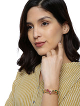 Women's Pink Green Dazzling Stones Embellished Contemporary Wrap Around Bracelet-ZPFK8971