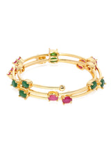 Women's Pink Green Dazzling Stones Embellished Contemporary Wrap Around Bracelet-ZPFK8971