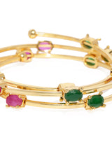 Women's Pink Green Dazzling Stones Embellished Contemporary Wrap Around Bracelet-ZPFK8971