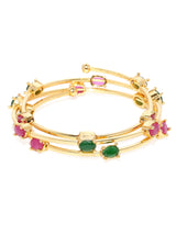 Women's Pink Green Dazzling Stones Embellished Contemporary Wrap Around Bracelet-ZPFK8971