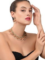 Women's Gold Tone Traditional Temple Choker Necklace Set