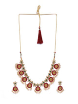 Women's Gold Tone Traditional Temple Choker Necklace Set
