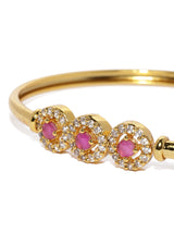 Women's Gold Plated Cubic Zirconia Studded Kada