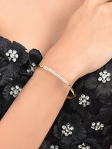 Women's Gold Tone Contemporary Cubic Zirconia Kada Style Bracelet
