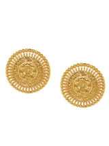 Women's Gold Tone Finely Detailed Fusion Wear Statement Studs Earring-ZPFK9369