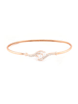 Women's Rose Gold Cubic Zirconia & Pearl Contemporary Brass Kada Bracelet-ZPFK9479