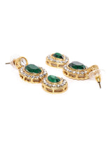 Women's Gold Tone Kundan and Green Stones Wedding Collection Necklace with Earring Set