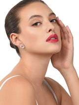 Women's Rose Gold Cubic Zirconia Peacock Inspired Contemporary Brass Stud Earring-ZPFK9777