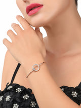 Women's Rose Gold Cubic Zirconia Contemporary Bangle Style Brass Kada