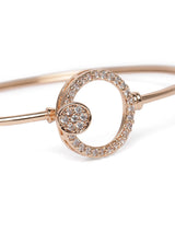 Women's Rose Gold Cubic Zirconia Contemporary Bangle Style Brass Kada