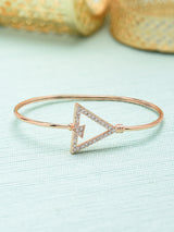 Women's Rose Gold Cubic Zirconia Contemporary Bangle Style Brass Kada-ZPFK9950