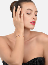 Women's Rose Gold Cubic Zirconia Contemporary Bangle Style Brass Kada-ZPFK9950