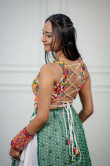 Women's Green Embroidered Festive Wear Kurti