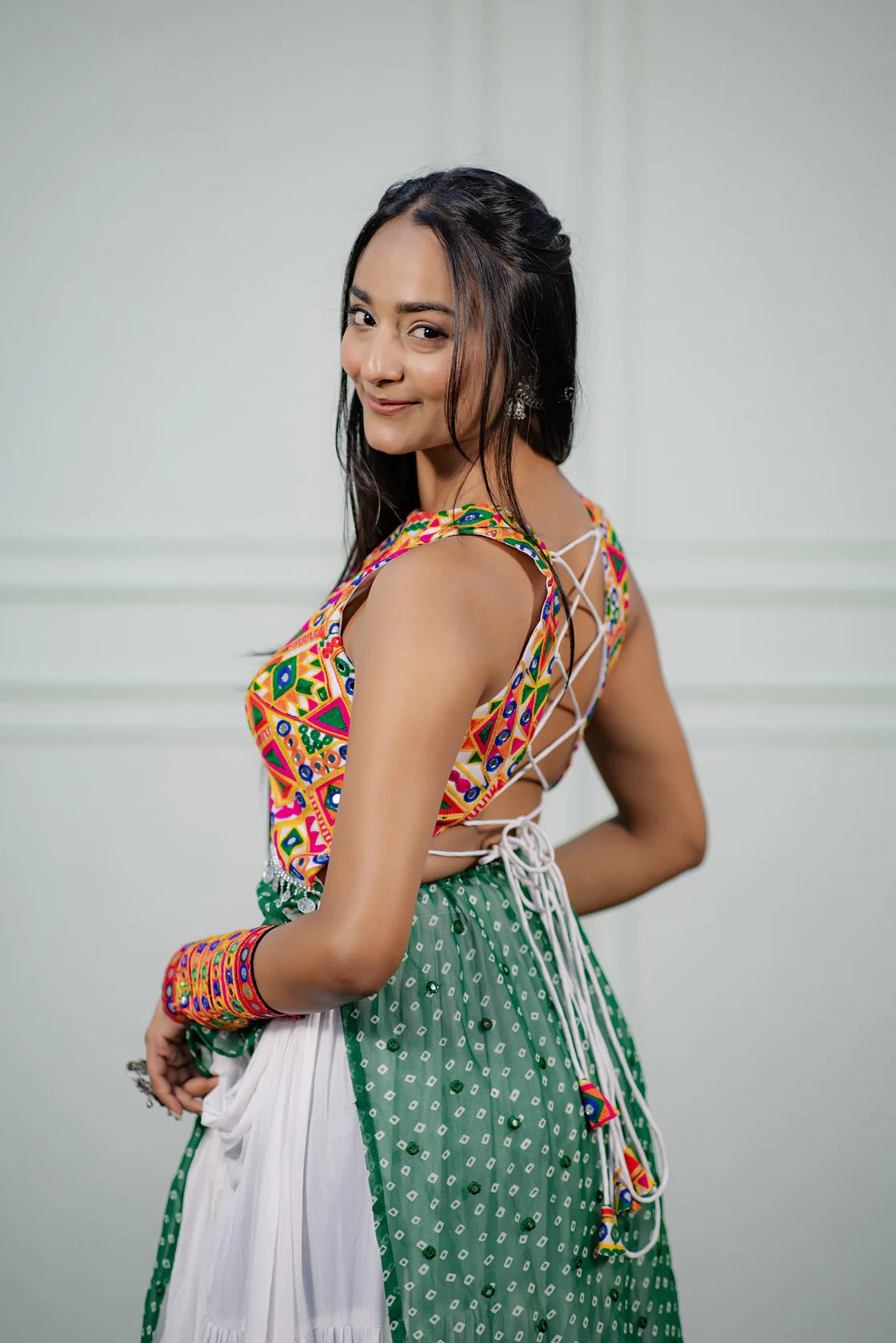 Women's Green Embroidered Festive Wear Kurti