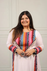 Women's White Embroidered Festive Wear Kurti