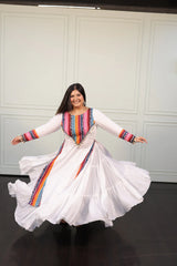 Women's White Embroidered Festive Wear Kurti