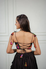 Women's Black Embroidered Festive Wear Blouse