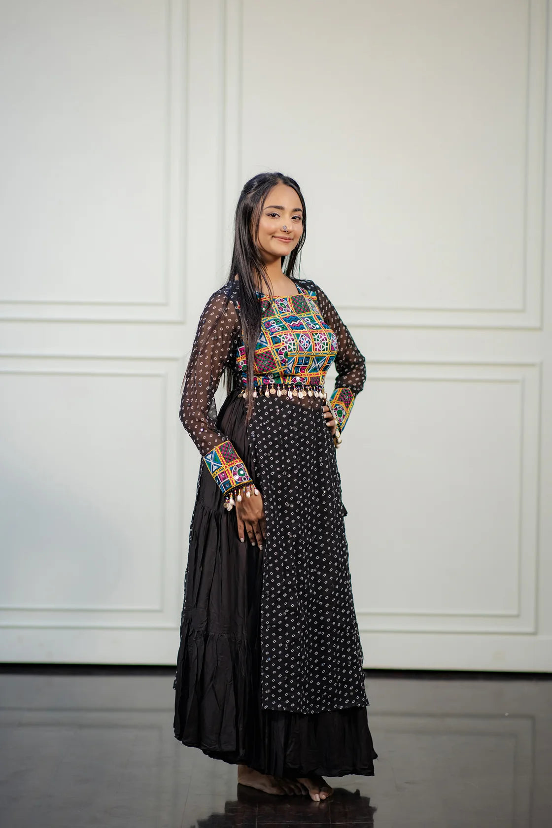 Women's Black Embroidered  Festive Wear Kurti