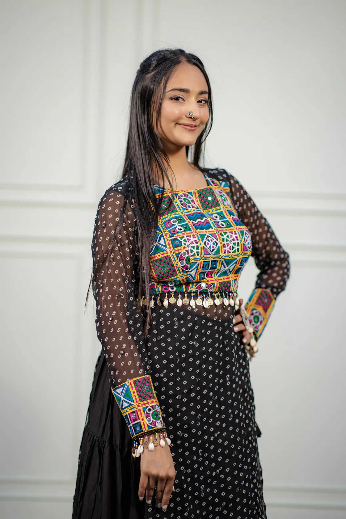 Women's Black Embroidered  Festive Wear Kurti