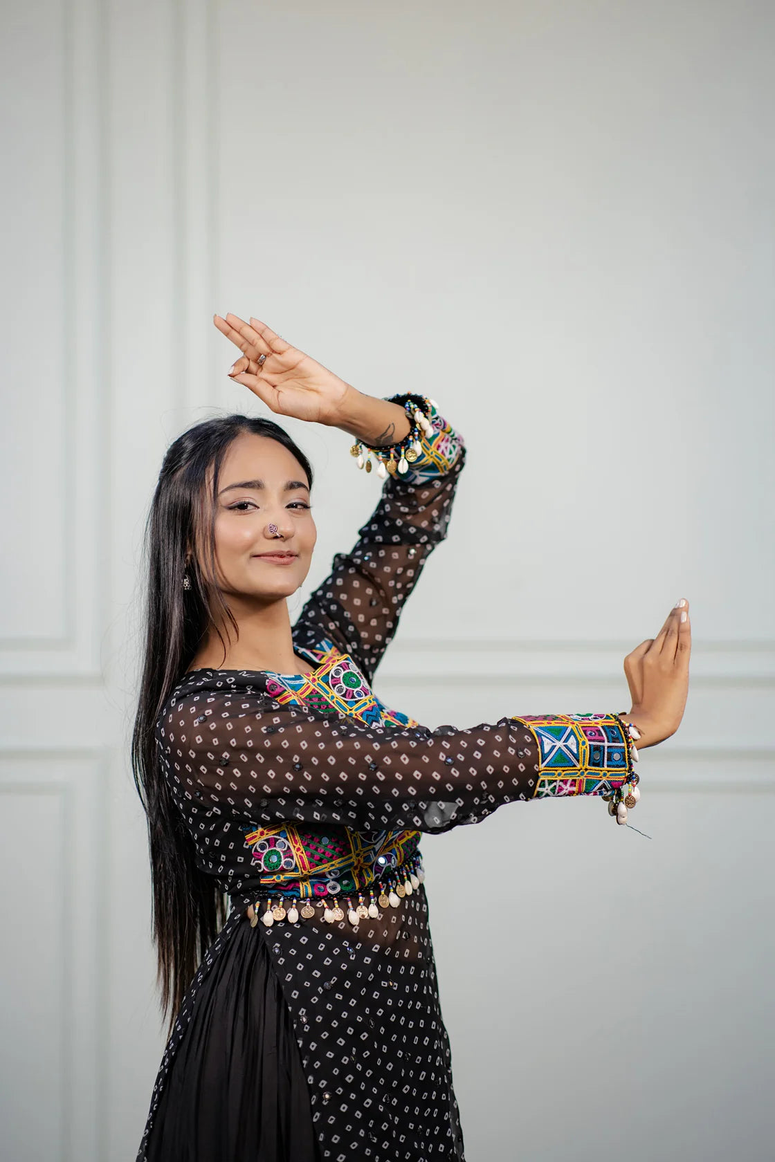 Women's Black Embroidered  Festive Wear Kurti