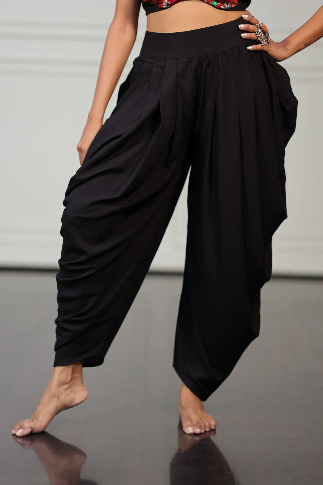 Women's Black Solid Festive Wear Dhoti