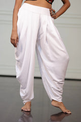 Women's White Solid Festive Wear Dhoti
