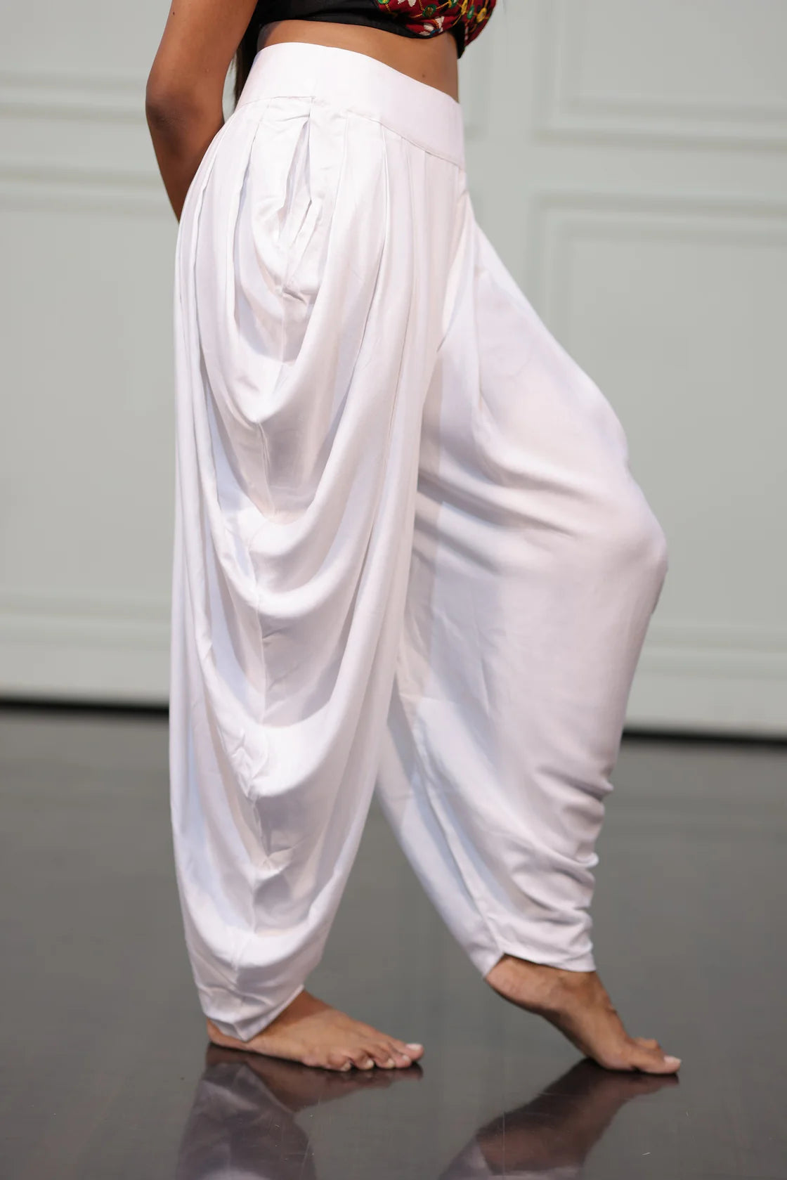 Women's White Solid Festive Wear Dhoti