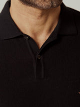 Men's Black Casual Regular Fit Printed Half Sleeves Polo Tshirt