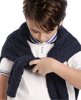 Boys White Casual Regular Fit Solid Half Sleeves Polo Tshirt