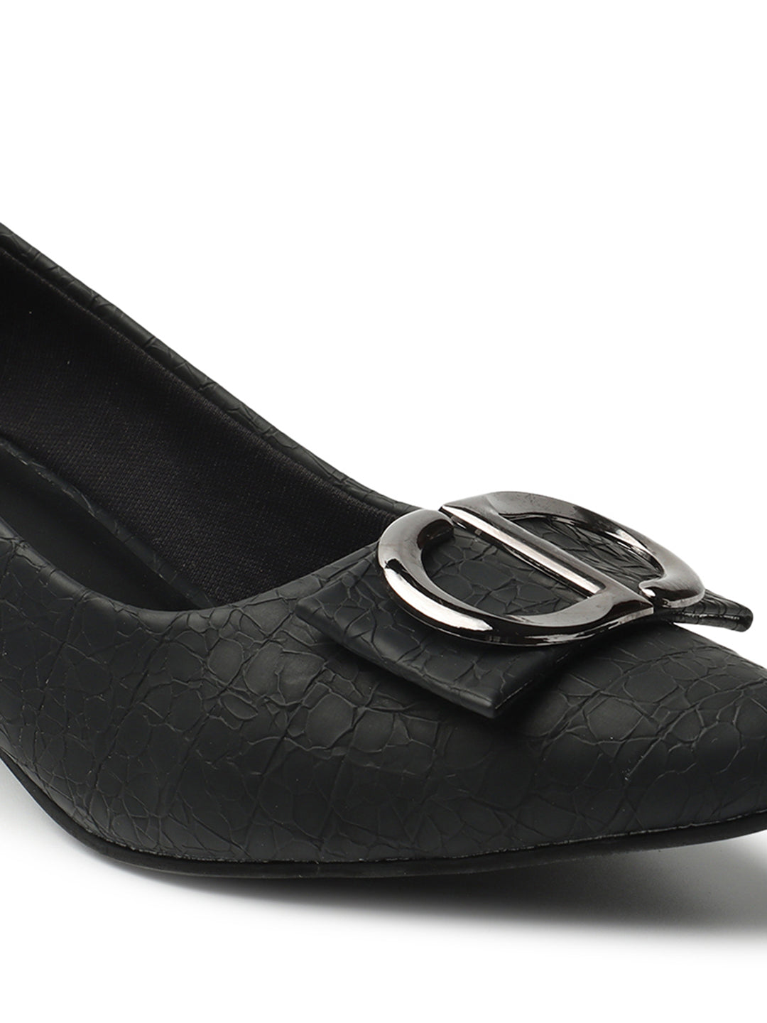 Women's Black Casual Slip-On Heels