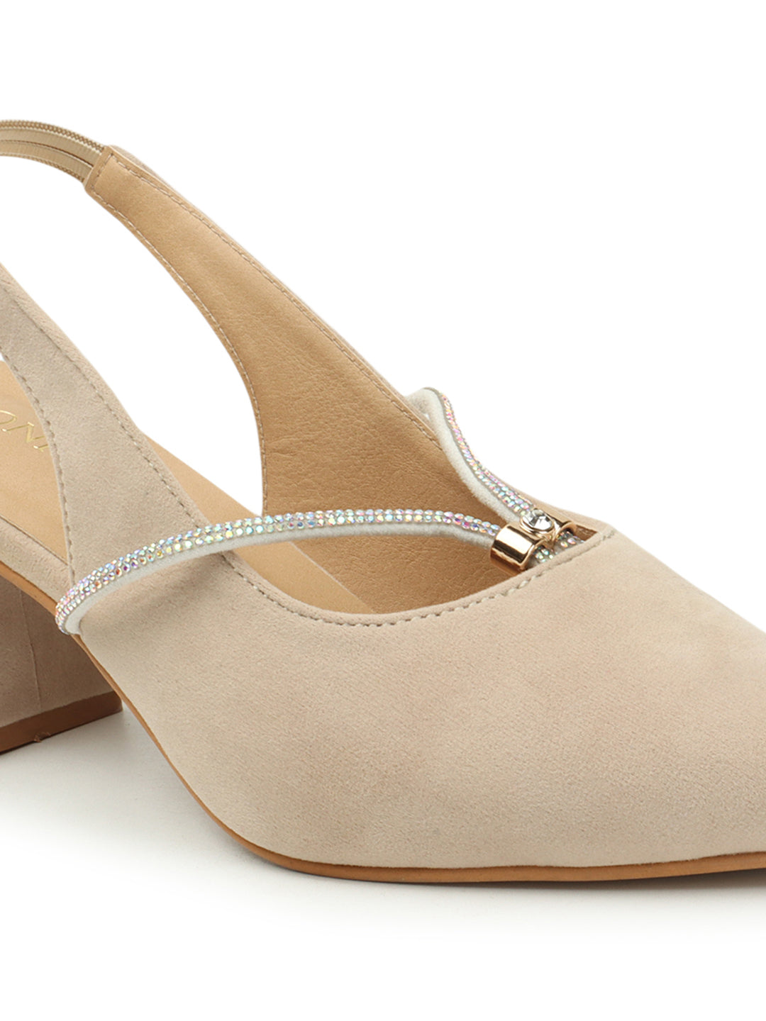 Women's Beige Casual Strap Heels