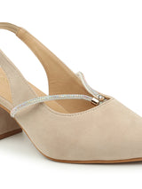 Women's Beige Casual Strap Heels