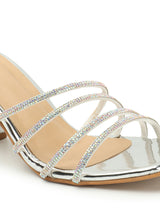 Women's Silver Casual Slip-On Sandals
