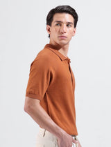 Men's Slim Fit Textured Polo Collar Tshirt