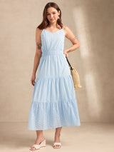 Women's Blue Casual A-Line Dress